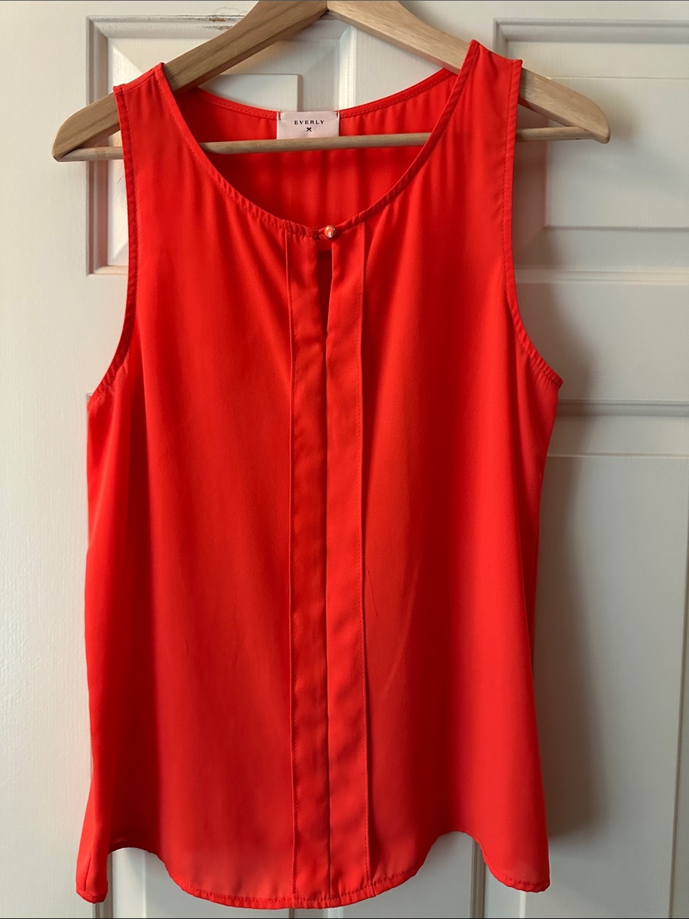 Everly Bright Red Sleeveless Pleat-Front Camisole